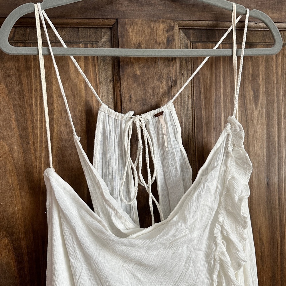 Free People Cream Ruffled Midi Dress - Picture 9 of 9